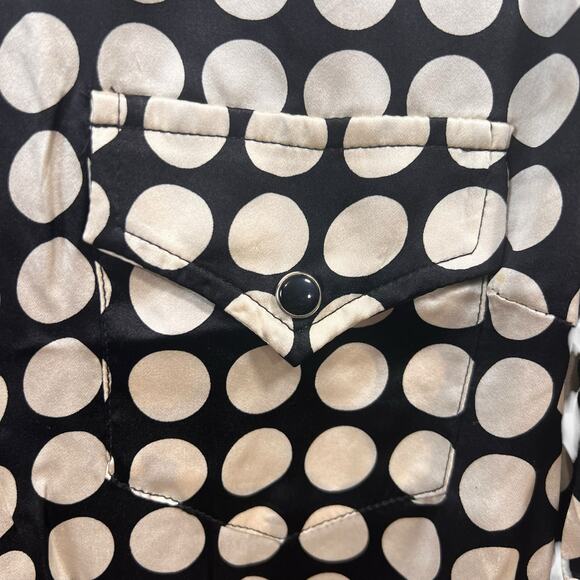 Count De La Liberte Black/White Silk SZ M Women’s Snap Up Blouse Excellent Cond. - Picture 7 of 12